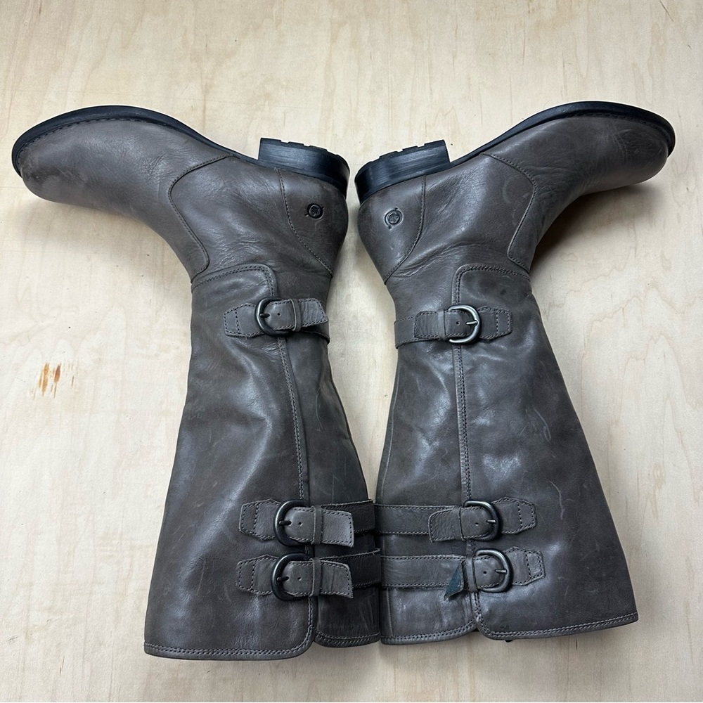 Born Gray Leather Buckle Boots - Picture 10 of 13